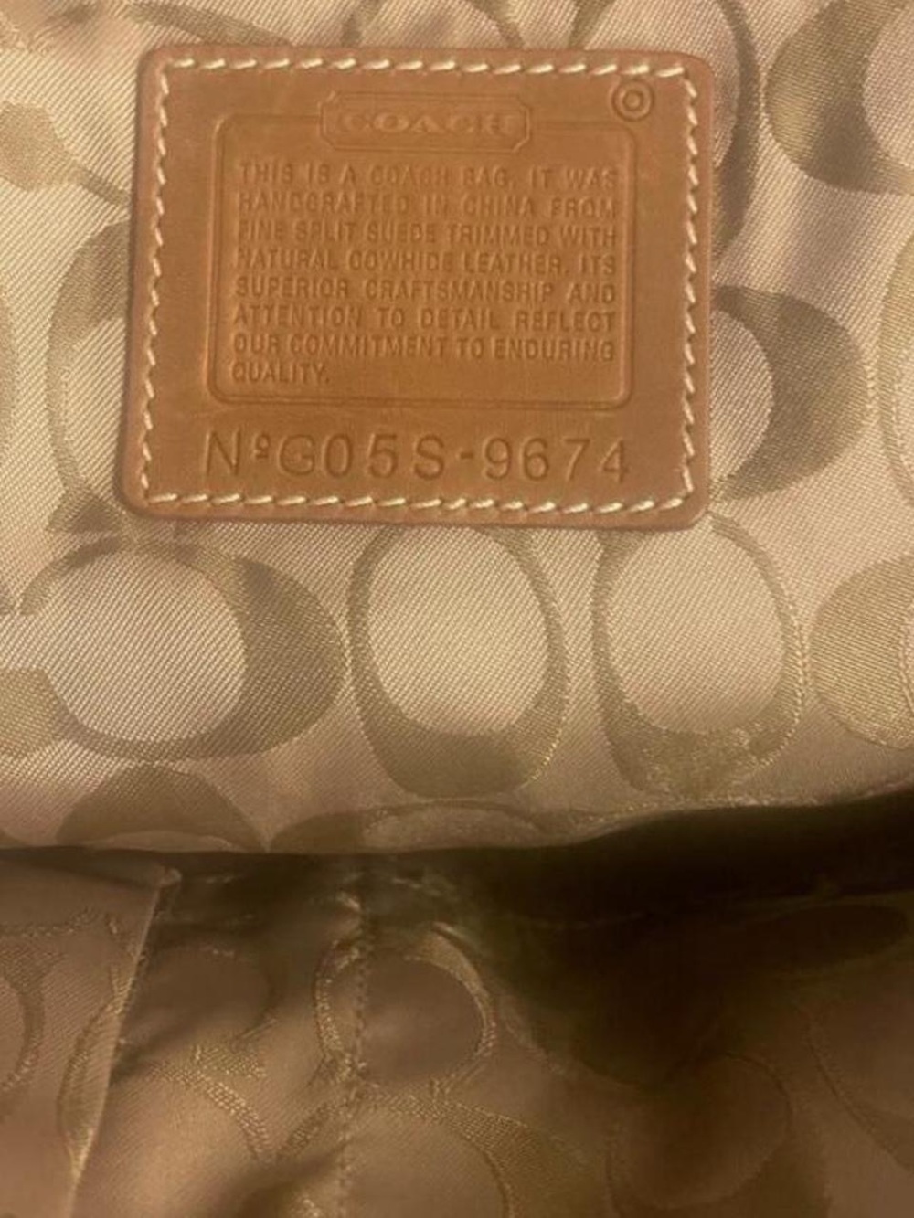 Coach Taupe Suede Shoulder Bag with Tan Leather Trim - Picture 4 of 5